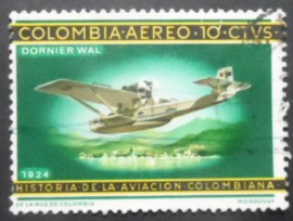 Selo postal da Colômbia de 1966 Dornier Wal 1924