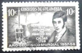 Selo postal da Colômbia de 1958 Francisco Jose de Caldas