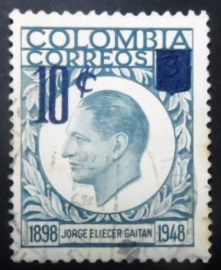 Selo postal da Colômbia de 1959 Jorge Eliecer Gaitan