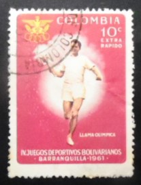 Selo postal da Colômbia de 1961 Torch Bearer