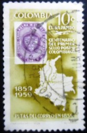 Selo postal da Colômbia de 1959 Stamps Centenary