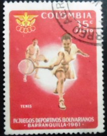 Selo postal da Colômbia de 1961 Tennis