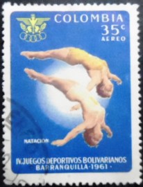 Selo postal da Colômbia de 1961 Women Divers