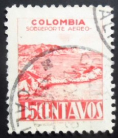 Selo postal da Colômbia de 1945 Bay of Santa Marta