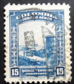 Selo postal da Colômbia de 1948 Spanish Fortification