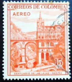 Selo postal da Colômbia de 1954 Las Lajas Shrine