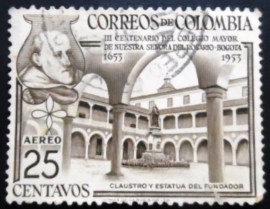 Selo postal da Colômbia de 1954 College Cloister