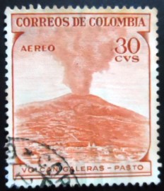 Selo postal da Colômbia de 1954 Galeras Volcano 30