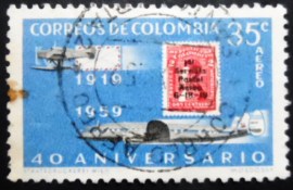 Selo postal da Colômbia de 1959 1919 Air Mail Stamp