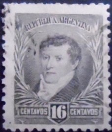 Selo postal da Argentina de 1892 General Manuel Belgrano 16