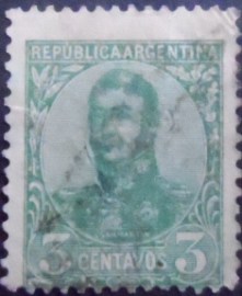 Selo postal da Argentina de 1909 General San Martín 3 A