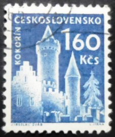 Selo postal da Tchecoslováquia de 1960 Kokořín Castle