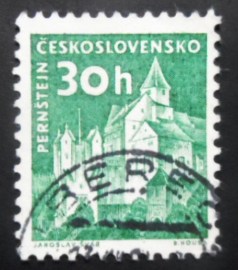 Selo postal da Tchecoslováquia de 1960 Pernštejn Castle