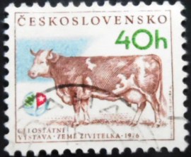 Selo postal da Tchecoslováquia de 1976 Berna-Hana Cow