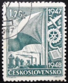 Selo postal da Tchecoslováquia de 1947 Symbolism of the national economy