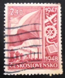 Selo postal da Tchecoslováquia de 1947 Symbolism of the national economy