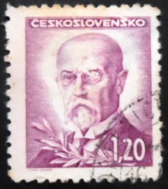 Selo postal da Tchecoslováquia de 1945 Tomáš Garrigue Masaryk