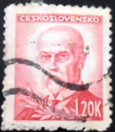 Selo postal da Tchecoslováquia de 1945 Tomáš Garrigue Masaryk 1,20