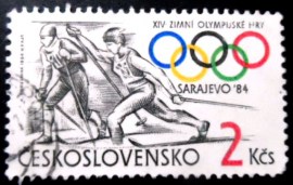 Selo postal da Tchecoslováquia de 1984 Cross-Country Skiing