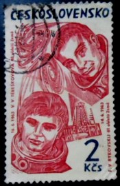 Selo postal da Tchecoslováquia de 1964 Těreškovová and Bykovskij