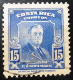 Selo postal da Costa Rica de 1947 Franklin D. Roosevelt