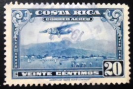 Selo postal da Costa Rica de 1934 Mail Plane