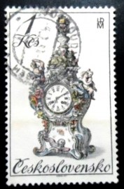 Selo postal da Tchecoslováquia de 1979 Rococo Porcelain Clock