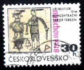 Selo postal da Tchecoslováquia de 1968 Jew and Guard