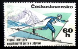 Selo postal da Tchecoslováquia de 1970 Cross-country skier