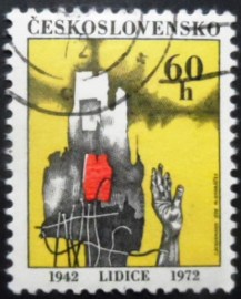 Selo postal da Tchecoslováquia de 1972 Destruction of Lidice