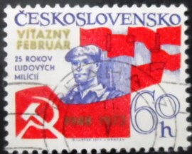 Selo postal da Tchecoslováquia de 1973 Communist Militia