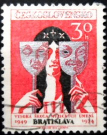 Selo postal da Tchecoslováquia de 1974 Bratislava Academy