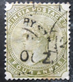 Selo postal da Índia de 1885 Queen Victoria 4