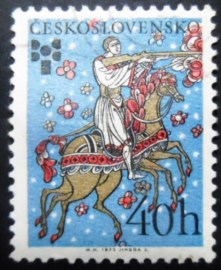 Selo postal da Tchecoslováquia de 1975 Hero on Horseback