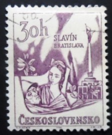 Selo postal da Tchecoslováquia de 1966 Bratislava Pantheon Slavín