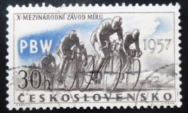 Selo postal da Tchecoslováquia de 1957 Peace Cycling Race