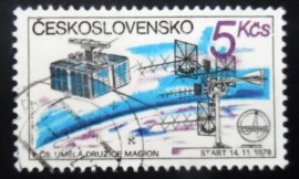 Selo postal da Tchecoslováquia de 1980 Czech Satellite Station MAGION