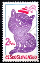 Selo postal da Tchecoslováquia de 1980 Dandy Cat with Posy