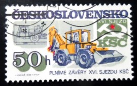 Selo postal da Tchecoslováquia de 1985 Mechanical Excavator