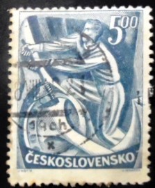 Selo postal da Tchecoslováquia de 1949 Industrial worker