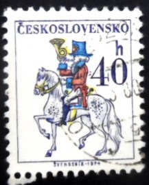 Selo postal da Tchecoslováquia de 1974 Post Rider 40