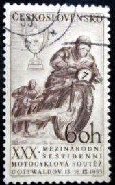 Selo postal da Tchecoslováquia de 1955 Motorcycle Races at Gottwaldov