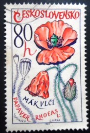 Selo postal Tchecoslováquia de 1965 Common Poppy