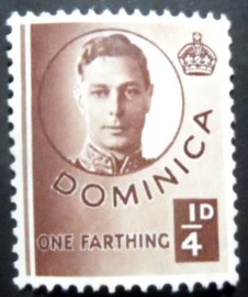 Selo postal da Dominica de 1942 King George VI ¼