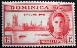 Selo postal da Dominica de 1946 King George VI and Houses of Parliament