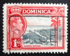 Selo postal da Dominica de 1938 Layou river