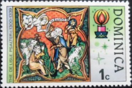 Selo postal da Dominica de 1977 Annunciation to the Shepherds