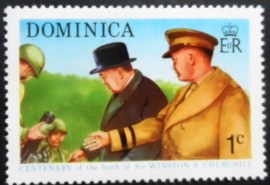 Selo postal da Dominica de 1974 Churchill with Eisenhower