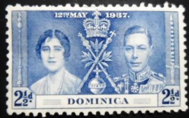 Selo postal da Dominica de 1937 King George VI and Queen Elizabeth