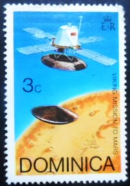 Selo postal da Dominica de 1976 Orbiter & landing capsule